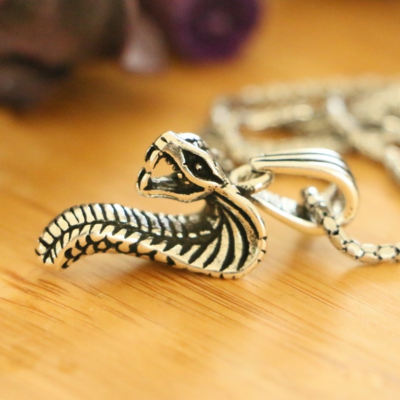 925 Sterling Silver COBRA Men's Necklace - Picture 1 of 7